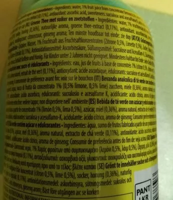 Lista de ingredientes del producto Green Tea with Citrus Arizona 500 ml