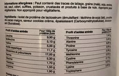 Lista de ingredientes del producto Isolate  