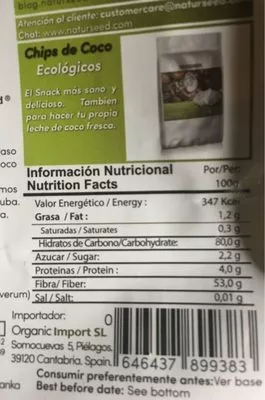 Lista de ingredientes del producto Canela de ceylan Naturseed 