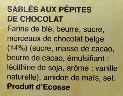 Lista de ingredientes del producto Choc Chunk Shortbread Dean's 160 g e / 5,6 Oz