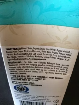 Lista de ingredientes del producto Boisson aux amandes enrichie D gourmet 