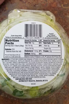 Lista de ingredientes del producto Cobb salad with turkey & bacon Marketside 7.25oz