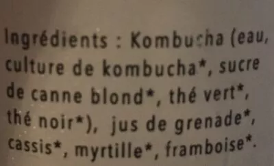 Lista de ingredientes del producto Bb kombucha  