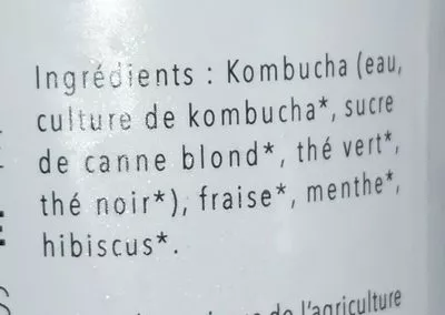 Lista de ingredientes del producto BB Kombucha  