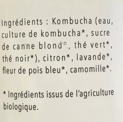 Lista de ingredientes del producto Kombucha  