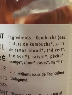 Lista de ingredientes del producto Kombucha Sangria  