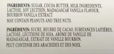 Lista de ingredientes del producto Lindt Excellence Vanilla Lindt 100 g