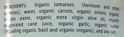 Lista de ingredientes del producto Organic red heirloom Dave's Gourmet 25.5oz (723g)