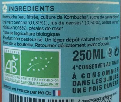 Lista de ingredientes del producto SO KOMBUCHA  