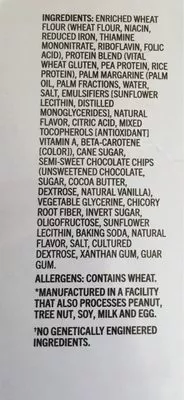 Lista de ingredientes del producto Chocolate chip cookies, chocolate chip Lenny & Larry's 1,356 kg (12 * 113 g)