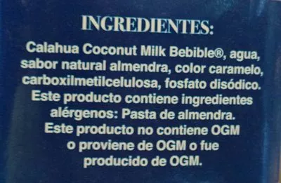 Lista de ingredientes del producto Coconut Milk + almendra Calahua 1 l