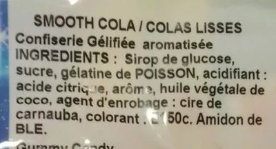 Lista de ingredientes del producto Candy Planet Bouteilles Cola Lisses Shneider's Shneider s 