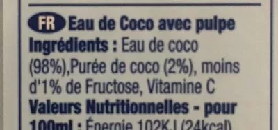 Lista de ingredientes del producto Coconut water with pressed coconut Vita Coco 500 ml