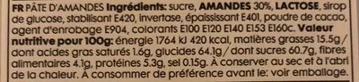 Lista de ingredientes del producto Sushi en Pâte d’Amande Hema Pack de 4