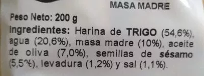 Lista de ingredientes del producto Regañas frescas ajonjoli Deza 200 g