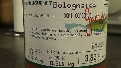 Lista de ingredientes del producto Sauce bolognaise  