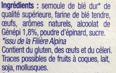 Lista de ingredientes del producto Les Crozets, Génépi Alpina 375 g