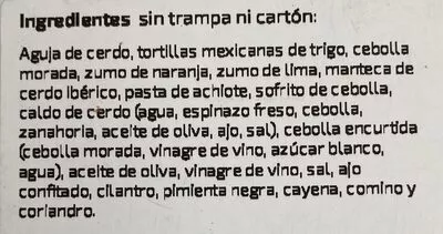 Lista de ingredientes del producto Tacos de cochinita pibil Wetaca 395 g