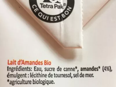 Lista de ingredientes del producto Lait d'amande  