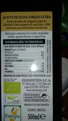 Lista de ingredientes del producto   50 ml