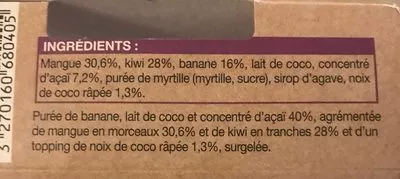 Lista de ingredientes del producto Acai bowl Picard 150g