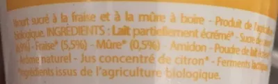 Lista de ingredientes del producto Mon Bio à Boire à la paille Fraise-Mûre McDonald's, Senagral 90 g, 84 ml