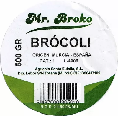 Lista de ingredientes del producto Brócoli Mr. Broko 500 g