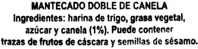 Lista de ingredientes del producto Mantecados de canela con grasa vegetal "La Flor de Antequera" La Flor de Antequera A granel