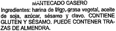 Lista de ingredientes del producto Mantecados con grasa vegetal "La Flor de Antequera" La Flor de Antequera A granel