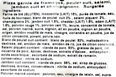 Lista de ingredientes del producto Pizza 4 saisons Paren 525 g