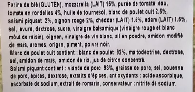 Lista de ingredientes del producto Pizza aux 4 garnitures Paren 525 g