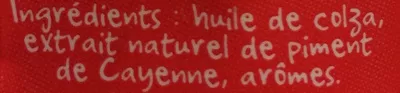 Lista de ingredientes del producto Sauce Piquante Domino's, La Case aux épices 4 ml