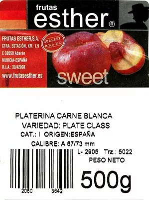 Lista de ingredientes del producto Platerinas Frutas Esther 500 g