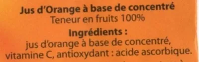 Lista de ingredientes del producto Jus d'orange Goldhorn 33 cl