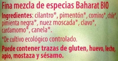 Lista de ingredientes del producto Baharat GutBio 70 g