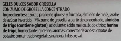 Lista de ingredientes del producto Cintas pica grosella Aldi 400 g