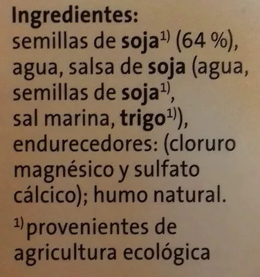 Lista de ingredientes del producto Tofu ahumado GutBio 250 g (2 x 125 g)