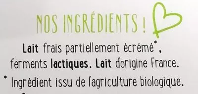 Lista de ingredientes del producto Yaourt à boire nature BIO YOgourmand YOgourmand 1,5 kg