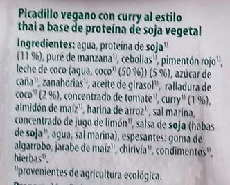 Lista de ingredientes del producto Veggie Curry Thai GutBio 250 g