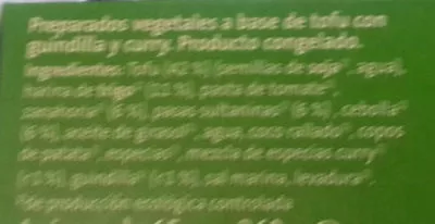 Lista de ingredientes del producto Veggieburger congeladas Picante con tofu y trigo Gutbio 260 g (4 x 65 g)