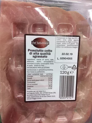 Lista de ingredientes del producto Prosciutto cotto max 2% di grassi-Dal Salumiere (Lidl)  120 g