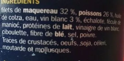 Lista de ingredientes del producto Rillette de maquereaux  