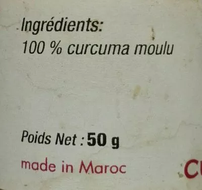 Lista de ingredientes del producto Curcuma moulu  