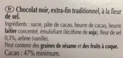 Lista de ingredientes del producto Lindt Excellence pointe de fleur de sel Lindt 