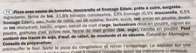 Lista de ingredientes del producto Pizza Margherita pâte fine Trattoria Alfredo 900 g (3 x 300 g)