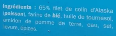 Lista de ingredientes del producto Batonnets colin alaska Ocean Sea, Ocean Trader, Lidl Stiftung & Co. KG 450 g e (15 * 30 g)