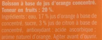 Lista de ingredientes del producto Jus d'orange solevita Solevita 20 cl e