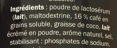 Lista de ingredientes del producto Cappuccino allégé en sucre* Bellarom 200 g