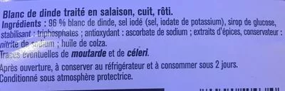 Lista de ingredientes del producto Blanc de Dinde, rôti Saint Alby 100 g