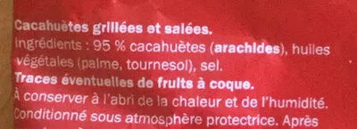 Lista de ingredientes del producto Cacahuètes grillées & salées Alesto 250 g ℮